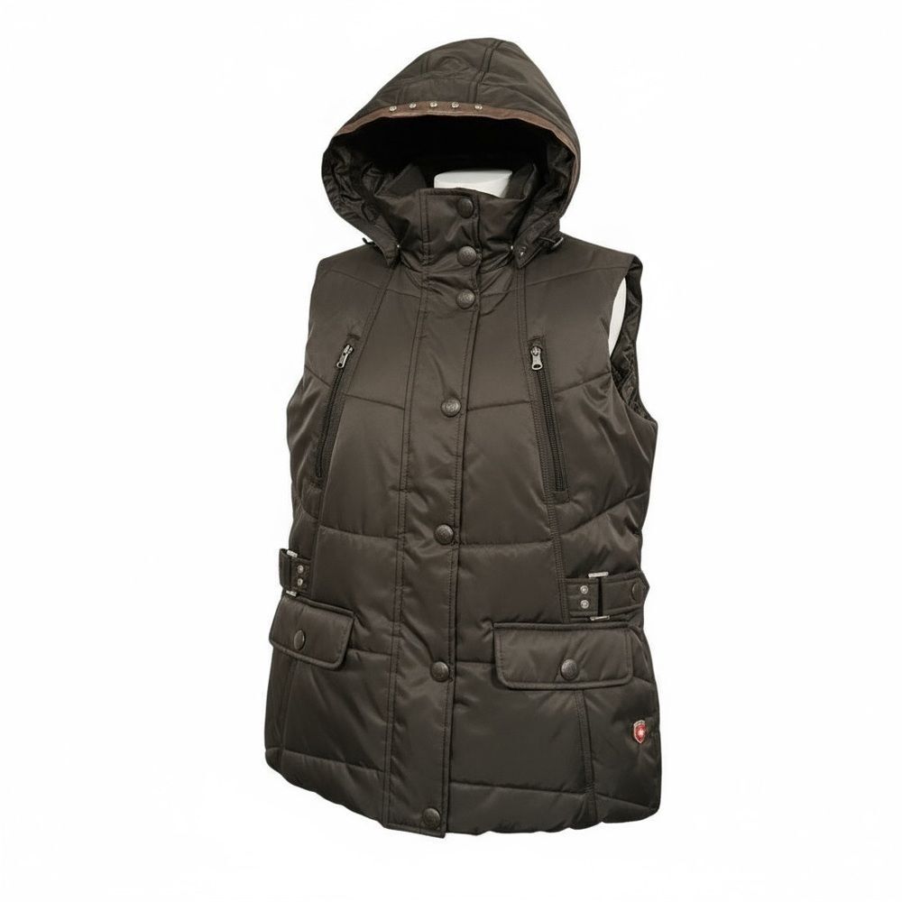 Wellensteyn Biscaya Women's Hooded Puffer Vest Sz Medium detachable Hood Quilted